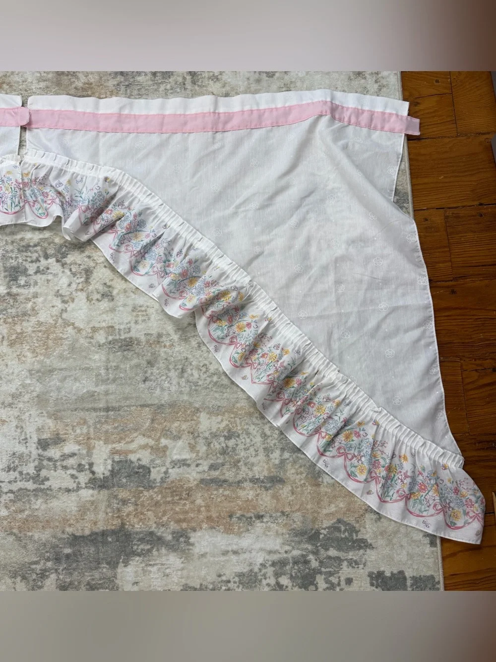 VTG Window Cafe Valance Shabby Chic Cottagecore Butterflies bows flowers